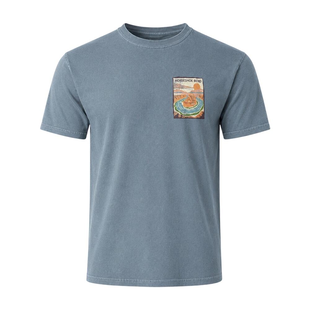 Horseshoe Bend Graphic Tee Blue Gray Outdoor Hiking Souvenir Gorpcore Small - Picture 12 of 13